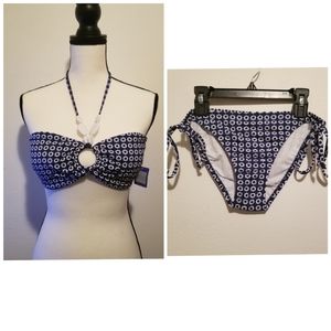 💙NWT Melissa Odabash geometric print halter bikini SIZE LARGE